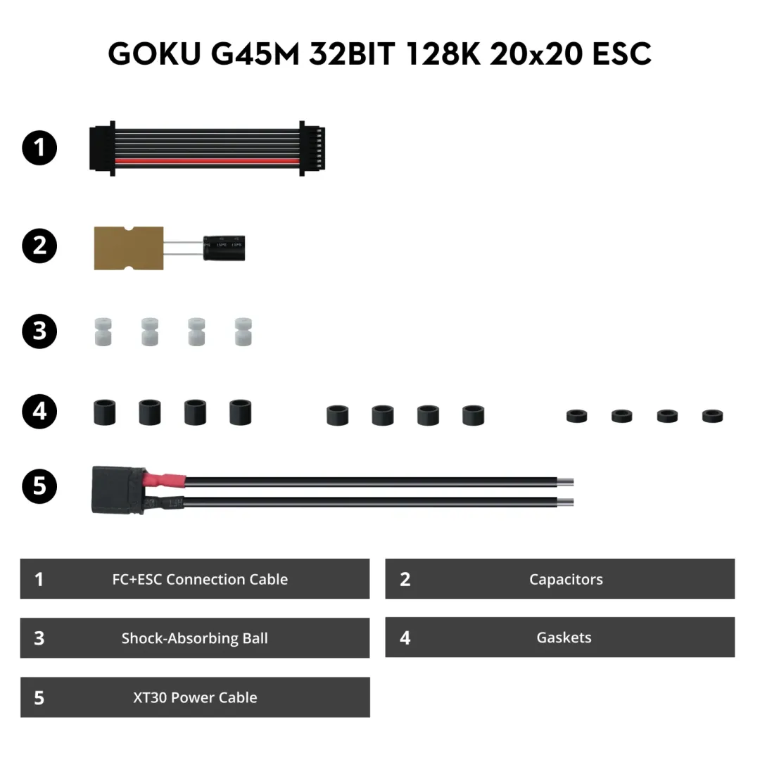 GOKU G45M 32BIT 2-6S 45A ESC (20*20) (AM32) - 4