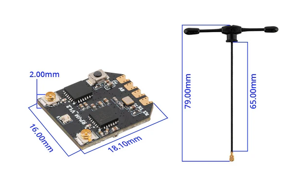 RP4TD-M ExpressLRS 2.4GHz Mini True Diversity Receiver - 9