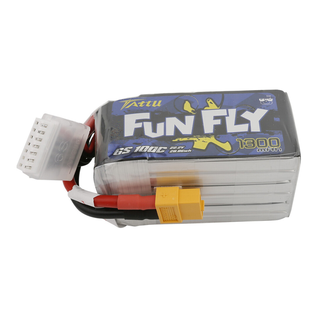 Tattu 1300mAh 6S 100C 22.2V FunFly lipo battery pack with XT60 Plug - 1