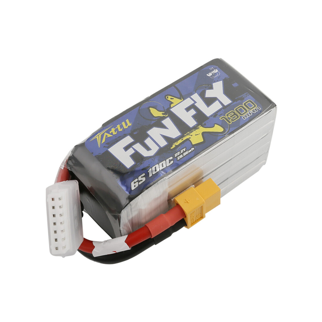Tattu 1300mAh 6S 100C 22.2V FunFly lipo battery pack with XT60 Plug - 2