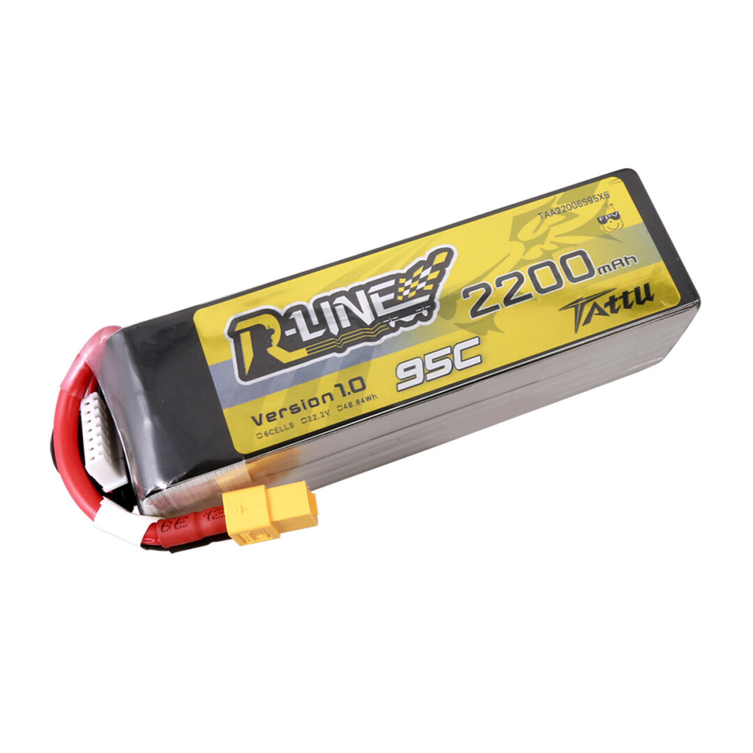 Tattu 2200mAh 6s 95C 22.2V R-Line Lipo Battery with XT60 Plug - Tattu (1)