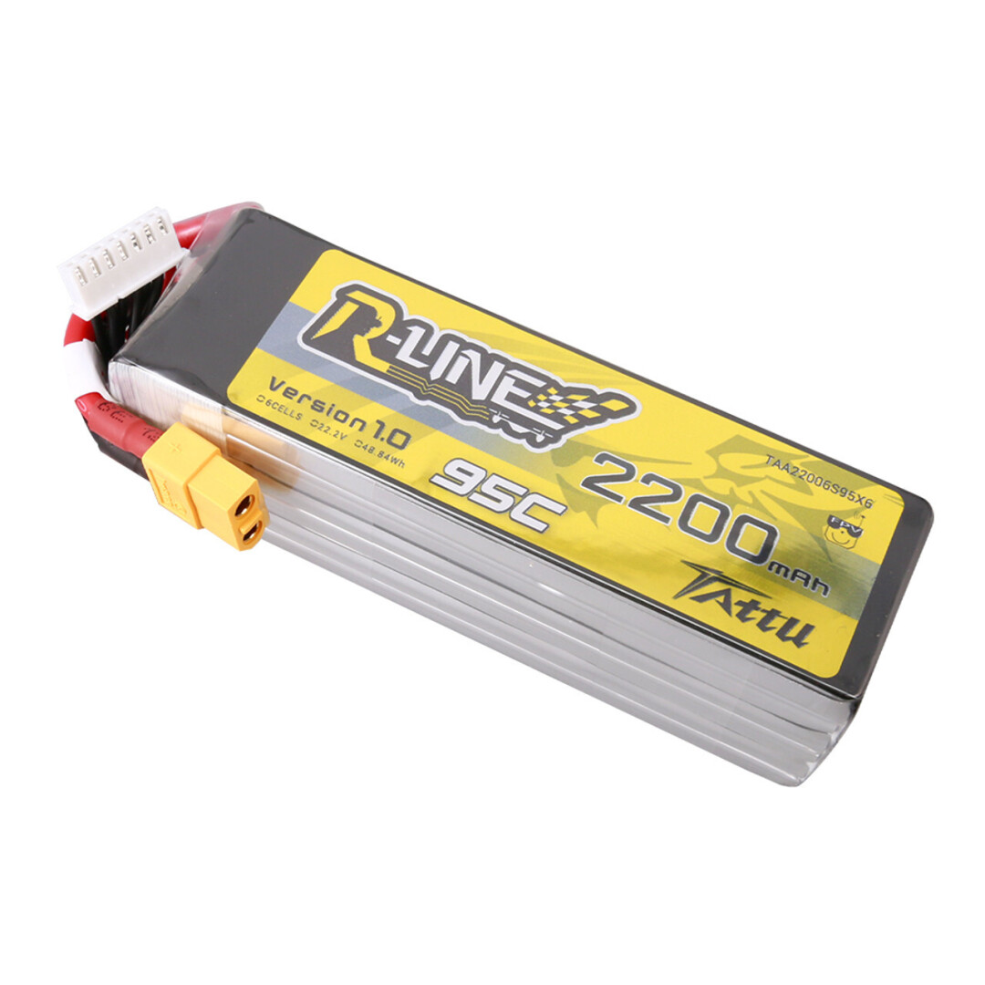 Tattu 2200mAh 6s 95C 22.2V R-Line Lipo Battery with XT60 Plug - 4